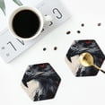 thumbnail image 4 of Yiaed Red Black Ink Style Bald Eagle Print Leather Coasters for Drinks - Cup Coasters Coffee Table Kitchen Table Bar, Home & Office Gifts Handmade Drink Coasters-Hexagon, 4 of 6