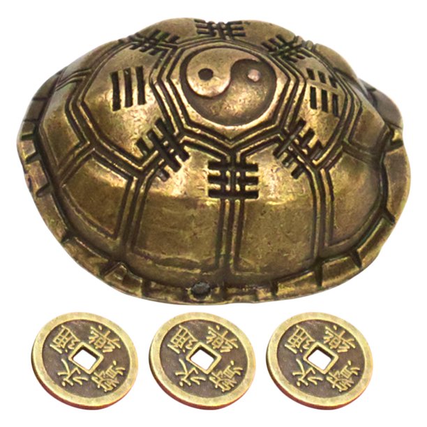 Juego de monedas de adivinación chinas, figura de tortuga de la suerte, concha de tortuga, buena suerte, 1 Juego