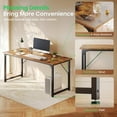 thumbnail image 5 of Modern Simple Office Desk - 55 Inch, Gaming & Work Desk with Storage, Large Legroom, Metal Frame, Rustic Brown, 5 of 8