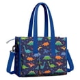 thumbnail image 2 of Teacher Tote Bag,Colorful Dinosaur and Leaf Pattern Teacher Utility Tote Bag,Large Work Tote Bags for Women with Multiple Pockets,Top Zipper Closure,13.8x10.6x6.7 Inch, 2 of 5