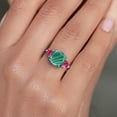 thumbnail image 4 of Gem Stone King 10K White Gold Green Malachite and Red Created Ruby Engagement Ring for Women | 5.86 Cttw | Cushion 10MM | Gemstone Birthstone | Size 9, 4 of 6