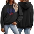thumbnail image 2 of Fall Hoodies Women Usa Hoodies Oversized Long Sleev Drawstring Sweatshirt With Pockets Sweatshirts Women Black XL, 2 of 6