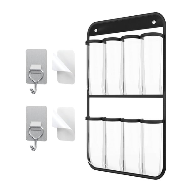 Organizador de pared con soporte para pajitas y gancho para colgar en la puerta, ideal para dormitorio. claro