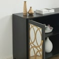 thumbnail image 7 of EDYO LIVING Mirrored Sideboard Buffet Cabinet, Wood Credenza Storage Cabinet with Shelves for Living Room, Black, 7 of 7