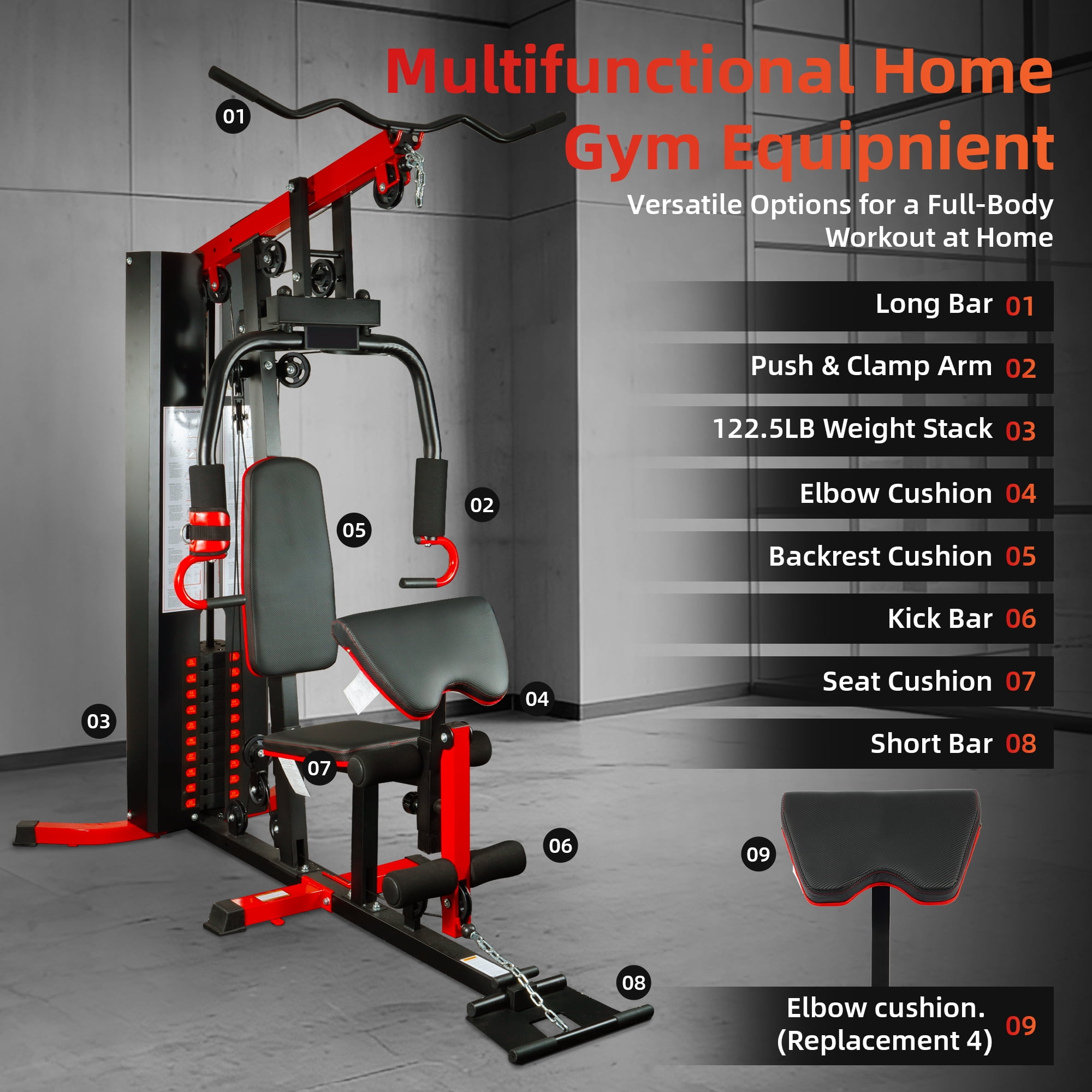Signature Fitness LX750/LX760 Multifunctional Home Gym Trainer – Full-Body Workout Station with 122.5LB Weight Stack, Includes Installation Video