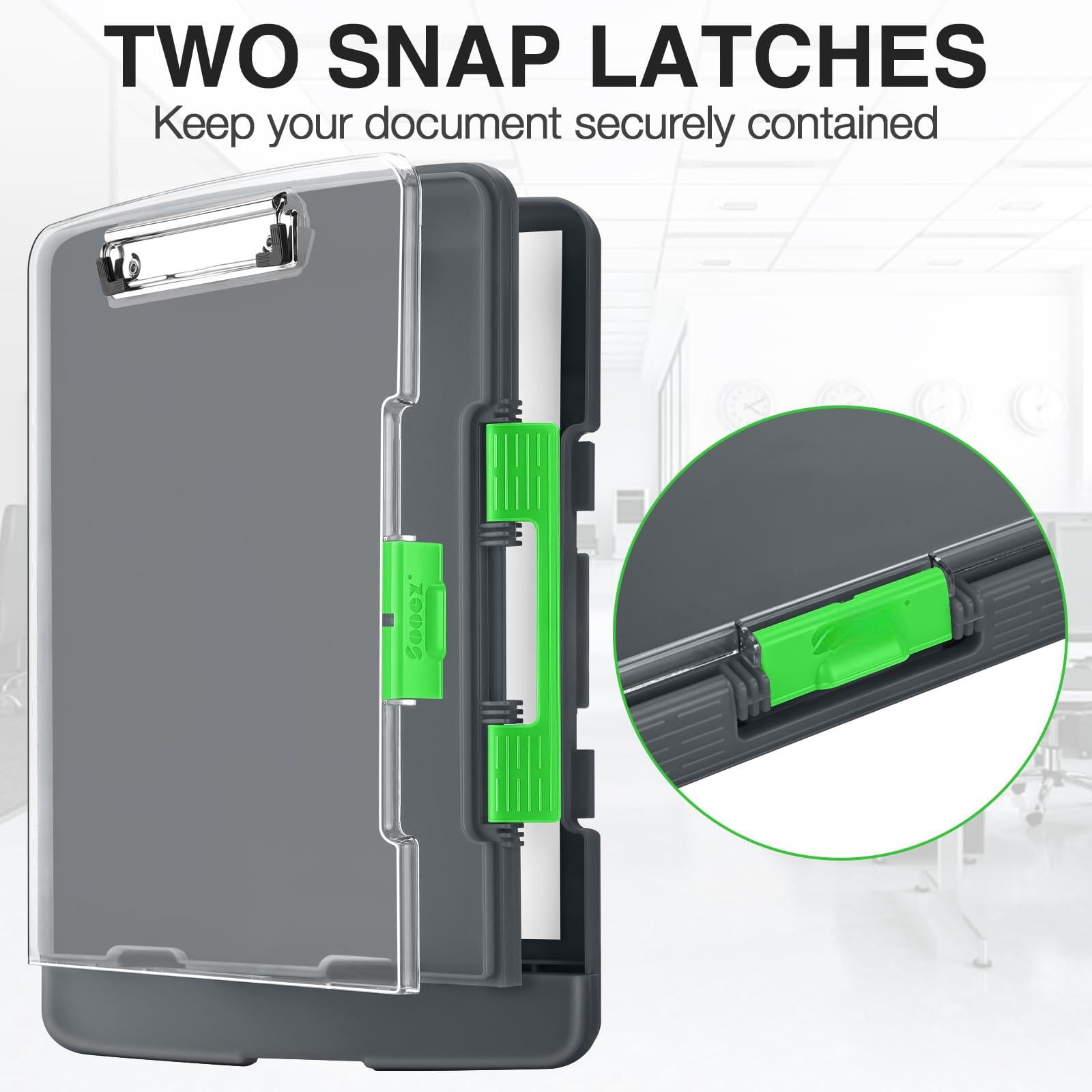 Clipboard With 2 Storage & Pen Holder  Heavy Duty Clip Boards 8.5x11 Dual Clearview Dry Erase Real Hinge High Capacity School Office Supplies