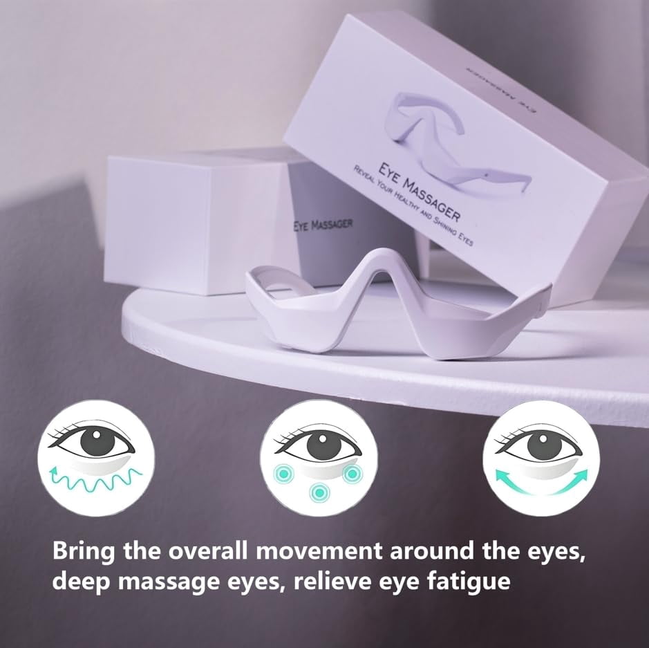 Elitzia Beauty Eye Care Goggles Device Red Light Eye Protection Frames Massager Removes Dark Spots Circles Bags and Wrinkles ET110N (White Eyeglass Temples)