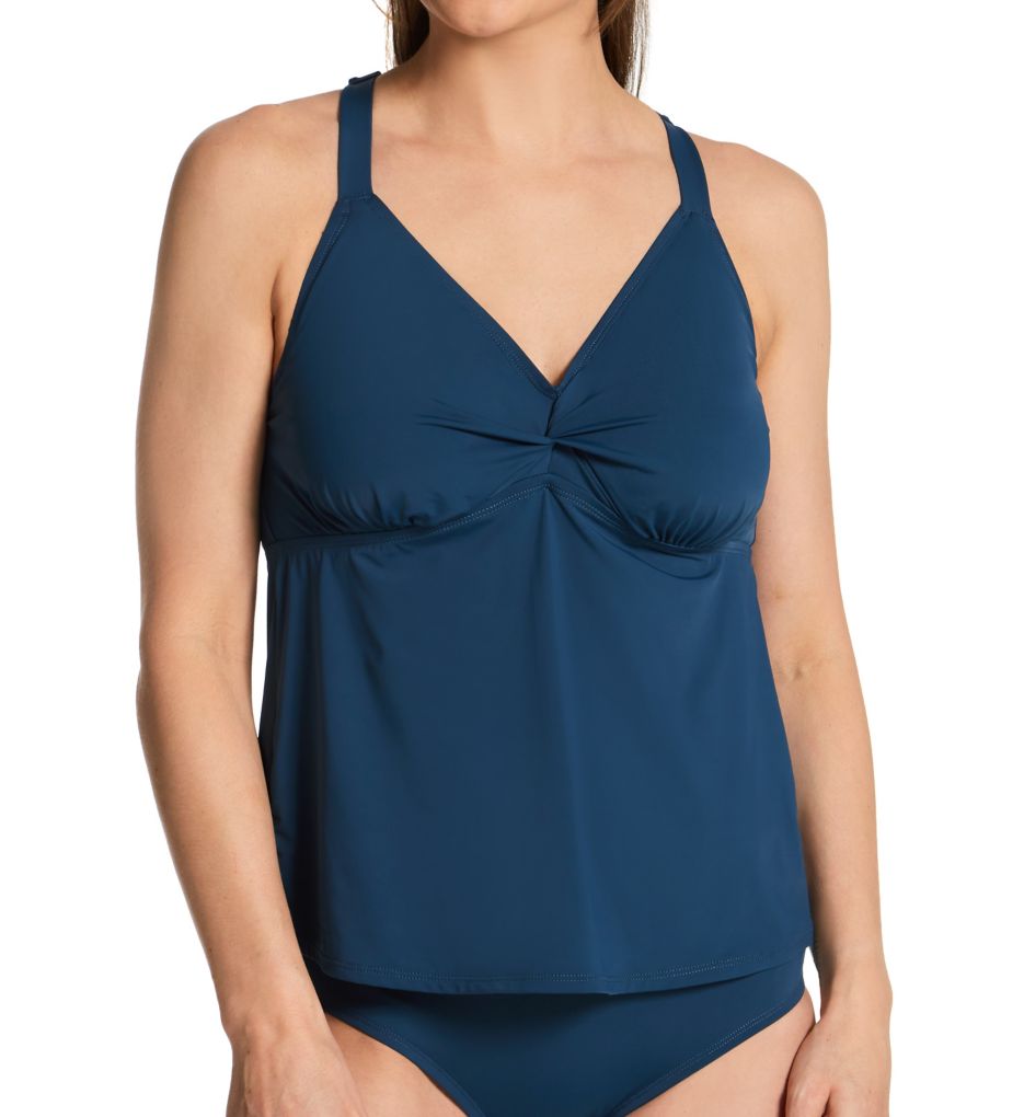 Women's Jantzen 23156T Solids Stella D/DD Tankini Swim Top (Azure 34 D/DD)