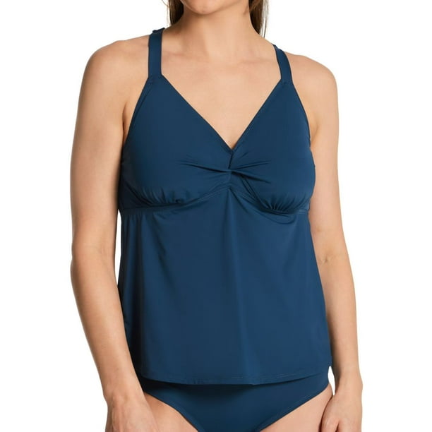 Women's Jantzen 23156T Solids Stella D/DD Tankini Swim Top (Azure 34 D