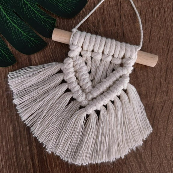 Mini Macrame Wall Hanging Set of 3 Cute Macrame Holiday Ornaments Boho Art Woven Decor for Nursery Apartment Bedroom Living Room Dorm Home Office Handmade Gifts Idea, 3.5''W x 4''H, X-Small