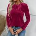 thumbnail image 4 of Velvet Long Sleeve Shirts for Women Dressy Crewneck Pullover Tops Ribbed Slim Fit T-Shirt Casual Going out Blouses Spring 2026, 4 of 8