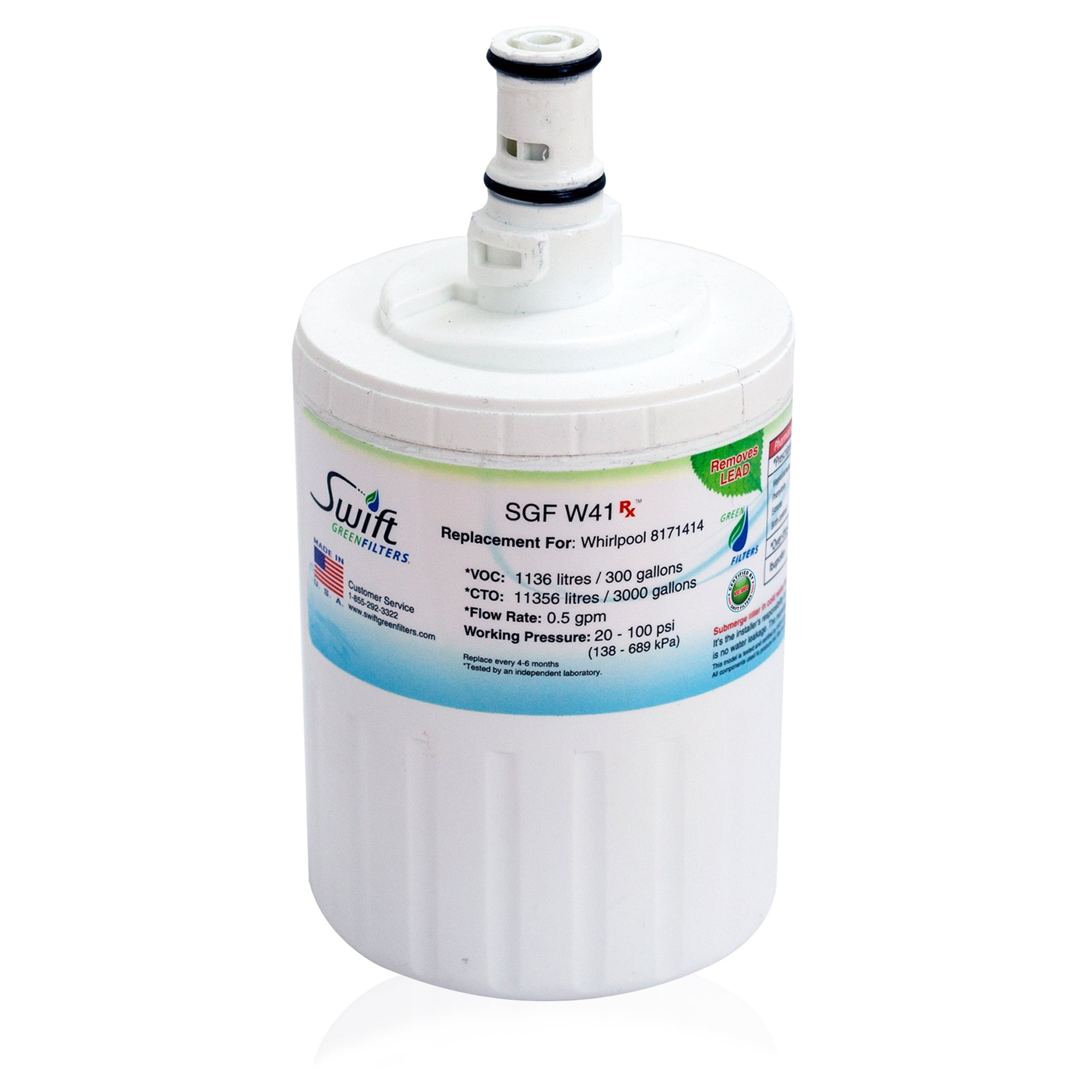 Swift Green Filters SGF-W41 Rx Compatible Refrigerator Water Filter for EDR8D1, FILTER 8,46-9002 -3P