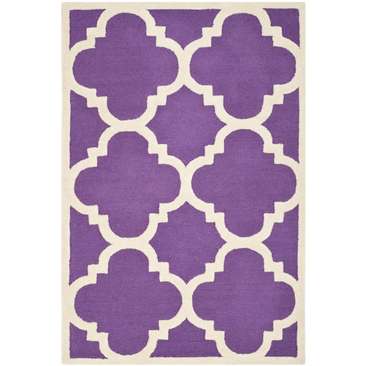 SAFAVIEH Cambridge Justine Geometric Quatrefoil Wool Runner Rug, Purple/Ivory, 2'6" x 8'