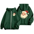 thumbnail image 4 of Telankuip Women's 2025 Christmas Oversized Zip-Up Hoodies Fall Winter Warm Comfy Long Sleeve Sweatshirts Cute Santa Claus Printed X-Mas Holiday Full Zipper Hooded Jacket Dark Green M, 4 of 8