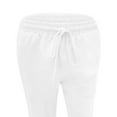 thumbnail image 5 of Owordtank Casual Pants for Women Elastic Straight Leg Cotton Capri Pants Casual Solid Color Long Drawstring Pants White XXL, 5 of 6