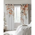 thumbnail image 2 of Blackout Curtains for Bedroom, Fall Leaves Room Darkening Window Drapes for Living Room, Farmhouse Orange Eucalyptus Leaf Floral Thermal Insulated Grommet Curtains, 52x45 inch, 2 Panels, 2 of 9