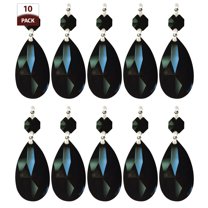Royal Designs 10 Pack Chandelier Replacement Crystal Prisms Black Almond One Bead Polished Brass