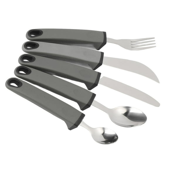 Adaptive Utensils Set with Nonslip Handles, Wider Non Weighted Adaptive Cutlery Set for Elderly, Support At Mealtime