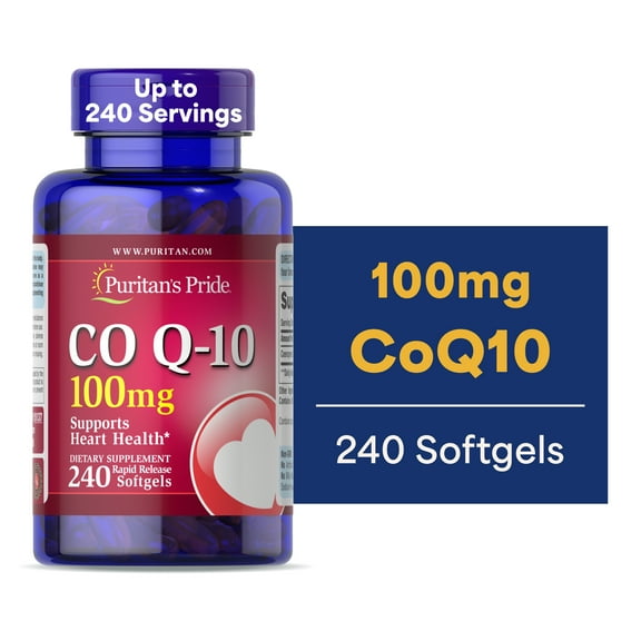 Puritans Pride QSORB CoQ10 100 mg Supports Heart Health** Important for Statin Medication Users 240 Rapid Release Softgels