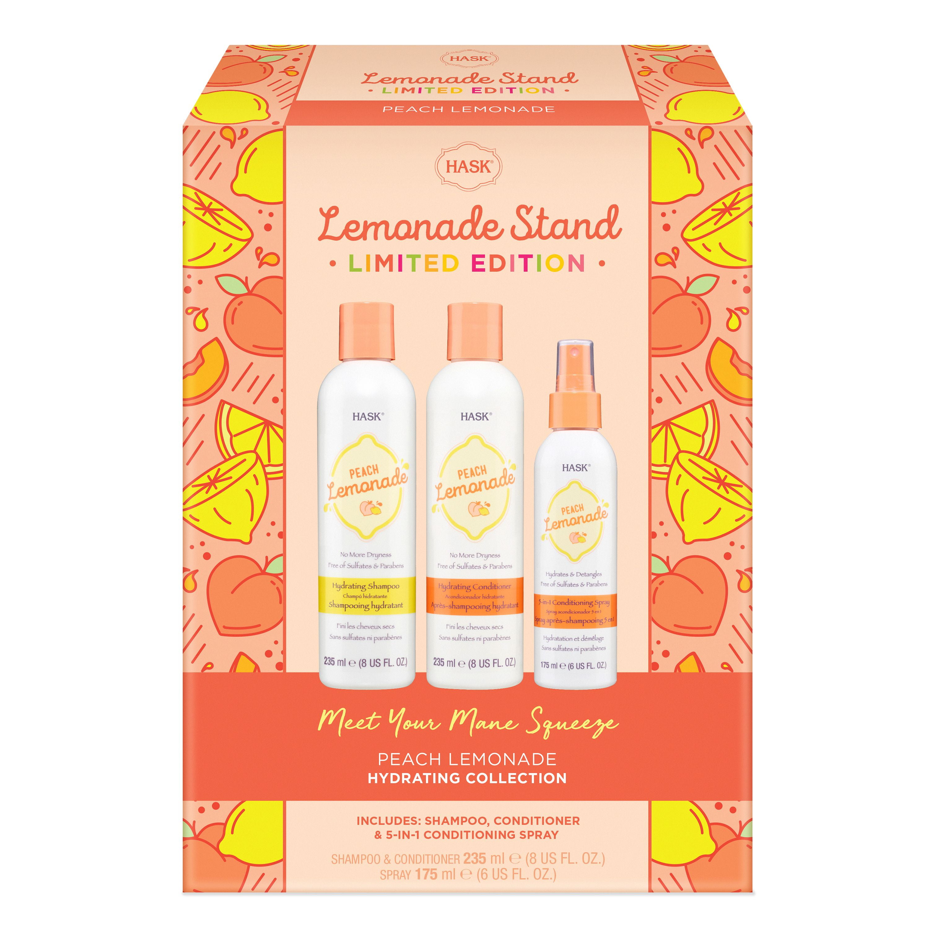 Hask Peach Lemonade Shampoo, Conditioner, and Detangling Spray Set