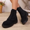 thumbnail image 4 of EKVAHL Orthopedic Combat Boots for Women, Lug Sole Booties Walking Shoes, Faux Suede Leopard Print Arch Support Lace Up Non Slip Outdoor Fall Winter Motorcycle Daily Boots Black, 4 of 5