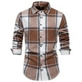 thumbnail image 2 of jjayotai Mens Long Sleeve Lapel Tops Clearance Mens Casual Regular Fit Cotton Checkered Overshirt Long Sleeves Lapel Button Down Flannel Plaid Shirt, 2 of 9