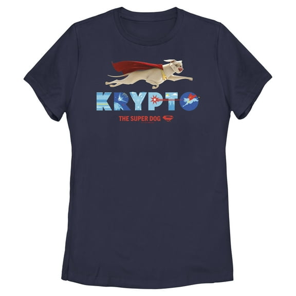 Women's DC League of Super-Pets Krypto Super Dog  Graphic Tee Navy Blue Medium
