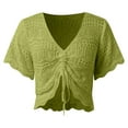 thumbnail image 4 of FhsagQ Cover Up for Women Corset Women Crochet Top Beach Cloth Drawstring Shirt Cover Up Beachwear Lace Up T Shirt Women Cover Up Fishnet Cover Up for Women Set with Robe Green S, 4 of 5