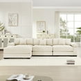 thumbnail image 3 of 130" Oversized Cloud Modular L-Shape Sectional Couch, Soft Textured Fabric,With Chaise Deep Seat Wide Armrest Ergonomic Design 9 Pillows Easy Assembly,For Living Rooms Bedroom,Cream, 3 of 27