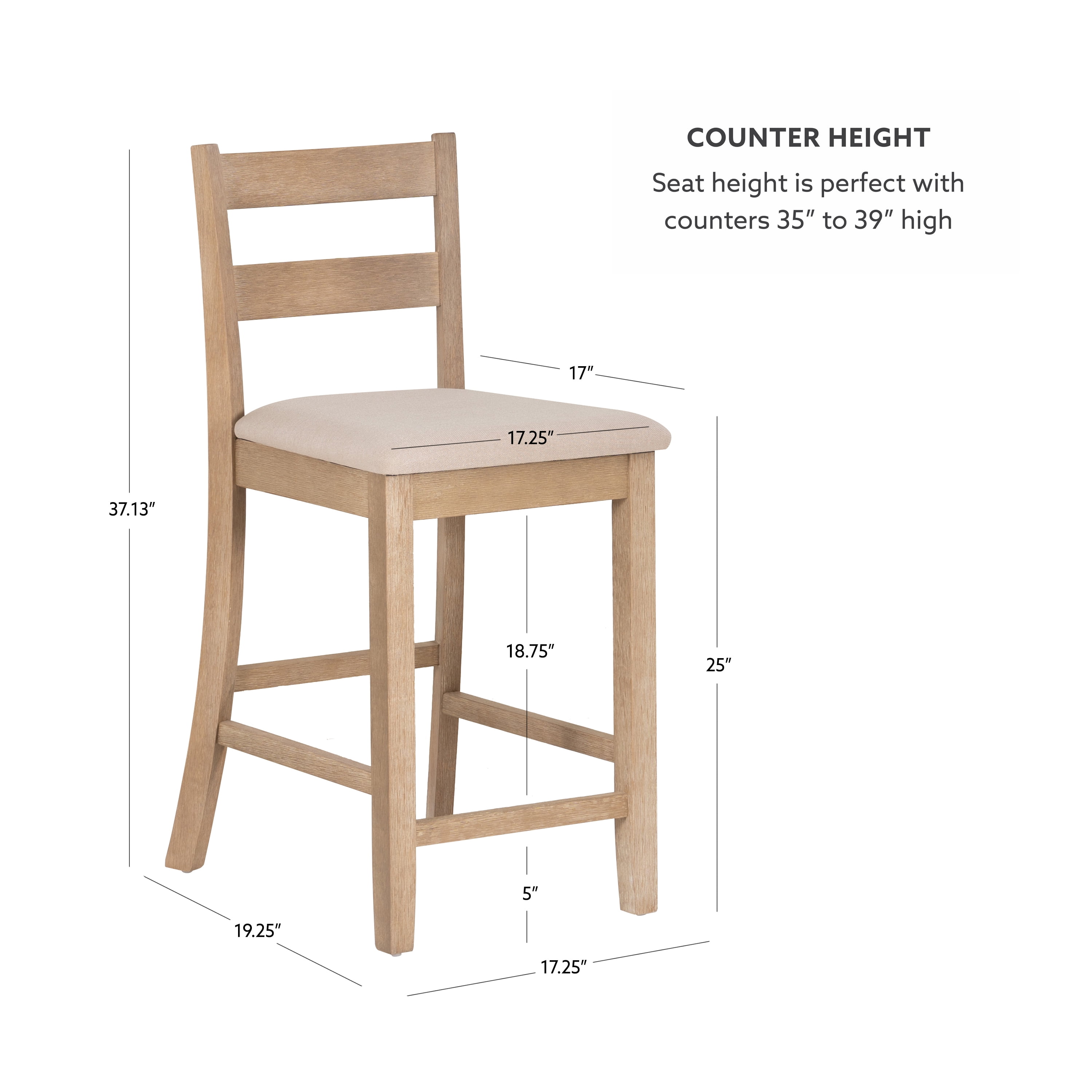 Linon Sorenson 25" Indoor Soho Counter Stool, Graywash/Beige