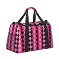 thumbnail image 2 of Disketp pink and black argyle Bolsa de Viaje Tipo Duffle, Bolso de Mano para Fin de Semana para Mujer, Bolsa de Gimnasio Ligera para Hombre, Esencial para Viajes, 2 of 7