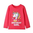 thumbnail image 3 of HILEELANG 2-7 Toddler/Little Girls Red/Pink/Purple Unicorn Birthday Sparkle Big Sister Spring Print 100% Cotton Tee 3, 3 of 13