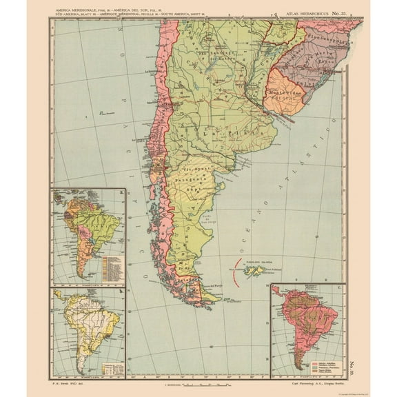 Historic Map - South America Streit 1913 - Vintage Wall Art
