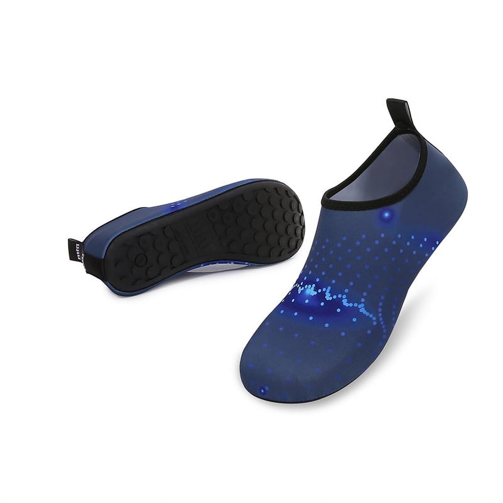 Men and Women a Slip On Barefoot Quick-Dry Beach Aqua Yoga Water Shoes (Glowing Dots/Navy, 11-12 Women/9.5-10 Men)