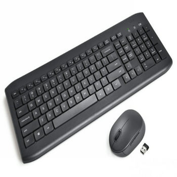 onn. Wireless Keyboard & Mouse Combo, 104 Keys, USB Nano Receiver, Greystone