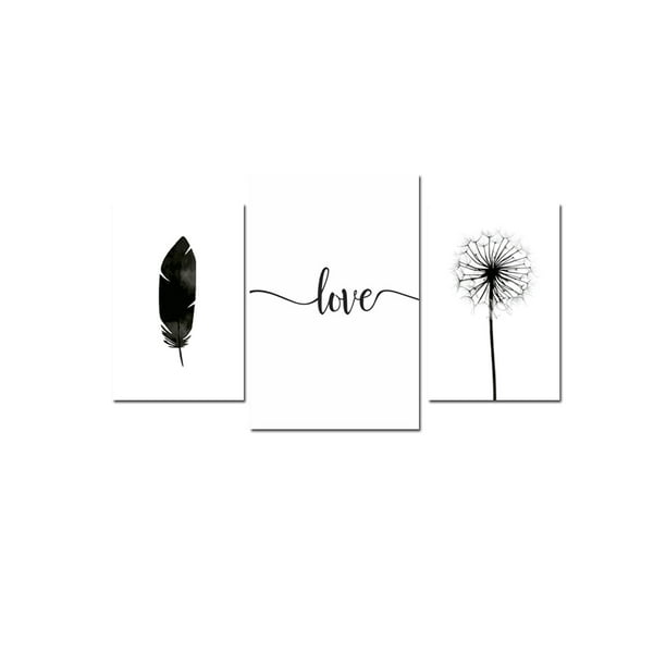 set de cuadros love b & w lienzo by suma 3 piezas ( 1 piezas de 120 x 80 cm y 2 piezas 90 x 60 cm )