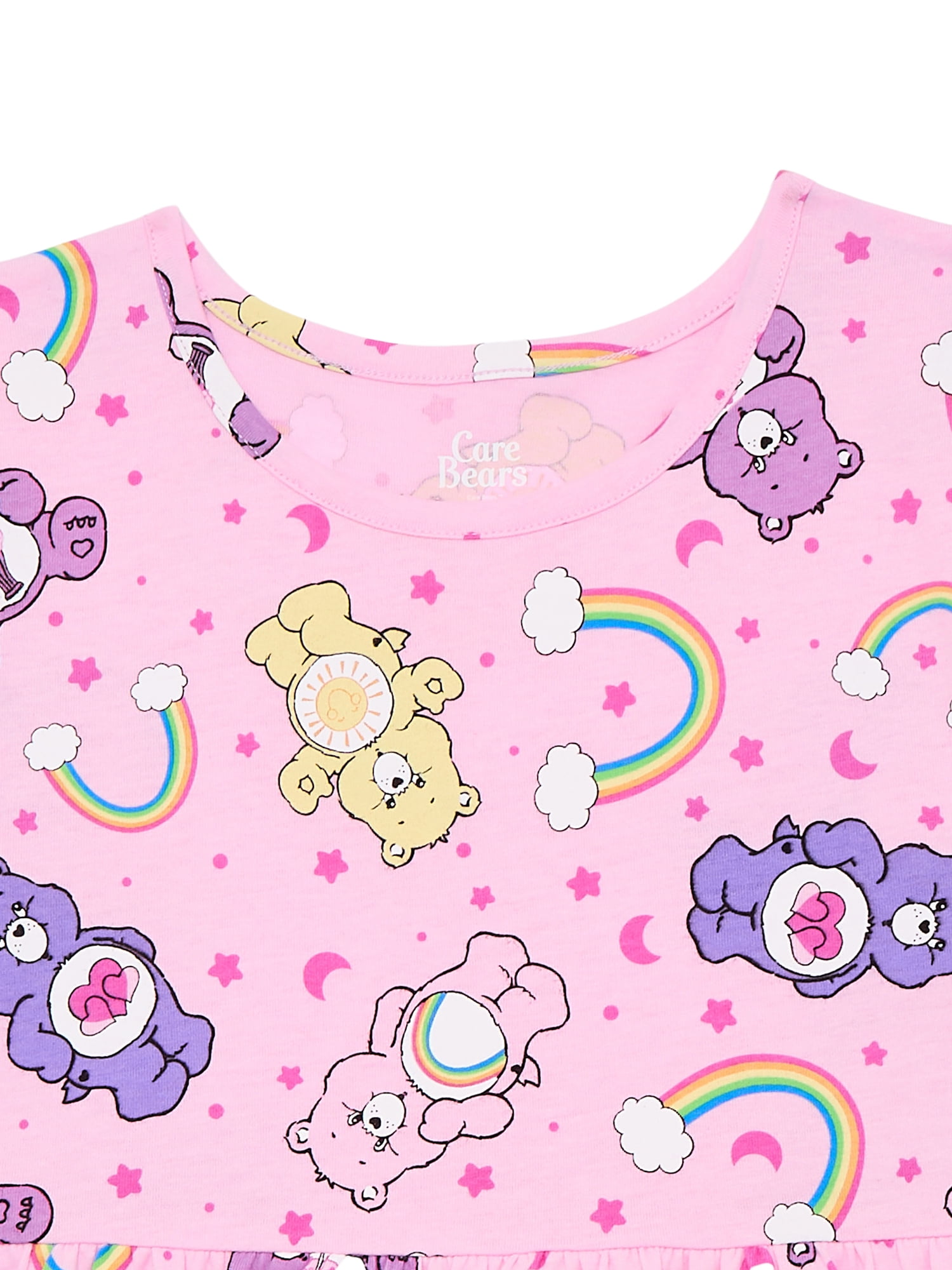 Care Bears Girls Allover Print Dress with Short Sleeves, Sizes 4-12