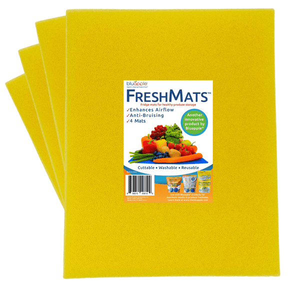 Bluapple FreshMats, Refrigerator Bin Liner, Fridge Drawer Mats, Crisper Life Extender Liner Keeps Produce Fresh Longer, Anti-Bruising, for Air Circulati
