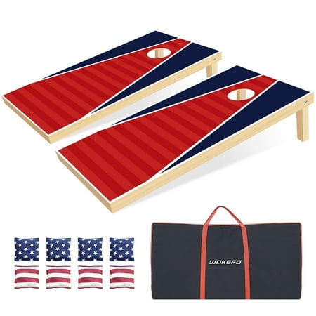 Wakefa Cornhole Set 3 x 2 Corn Hole Boards Set Solid Wood Cornhole Game Outdoor Set Corn Holes Outdoor Game Corn Hole Sets with Bags Regulation Size Perfect for Lawn Backyard Beach Park