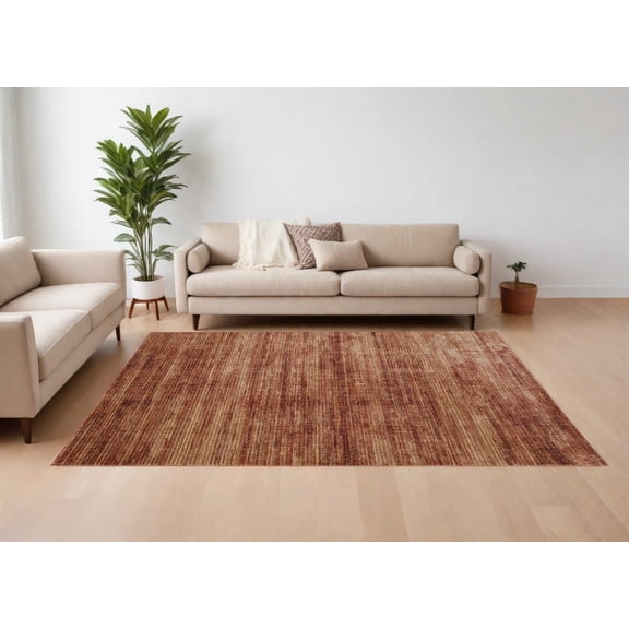 9' X 13' Tan and Brown Power Loom Area Rug