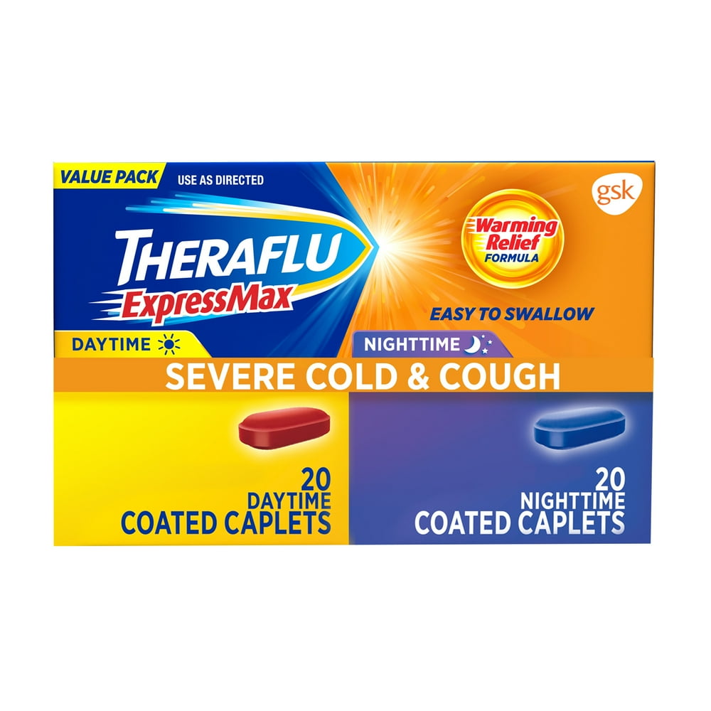 Theraflu Expressmax Day and Nighttime Severe Cold Medicine Caplets, 20