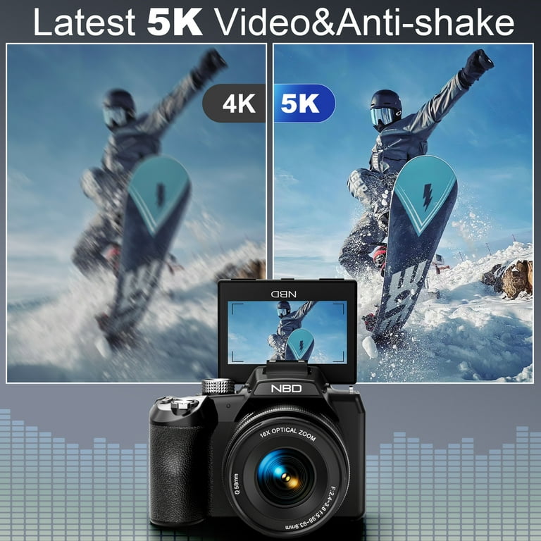 NBD Digital Camera 5K 64MP 16X Optical Zoom Camera for