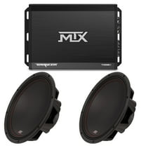 MTX TERMINATOR 500-Watt RMS 2Ω Mono Block Class D Amplifier and Two MTX Audio 3512-04 35-Series 12" 250W RMS 4-Ohm Subwoofer