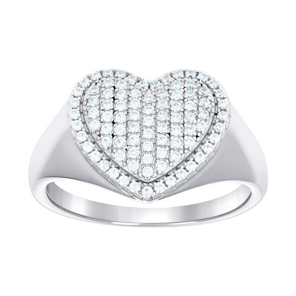 925 Sterling Silver Womens Cubic Zirconia Love Heart Ring 13x3.2mm Wide Size 9 Statement Ring for Women