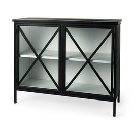 Slender Sleek Black Two Door Glass Cabinet Slender Sleek Black Two Door Glass Cabinet