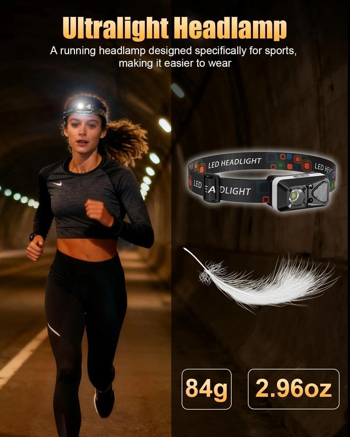 LED Headlamp Rechargeable with Motion Sensor, Headlamps for Adults White Red Light Waterproof 6 Modes Outdoor Camping Running Hard Hat Fishing Repair, 3 Pack