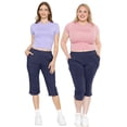 thumbnail image 2 of Stretch Is Comfort Women's Cotton Straight Leg Cropped Pants Navy Blue X-Large, 2 of 2