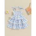 thumbnail image 5 of Aojekbee Toddler Girls Summer Dress Casual Bandage Straps Daisy Print Sleeveless A-Line Dress for Beach Party Cute Clothes, 5 of 10