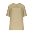 thumbnail image 4 of Uootdi Womens Tops Short Sleeve Collared Neckline Loose Fit Beach Stroll Casual Everyday Tees Gift, 4 of 7