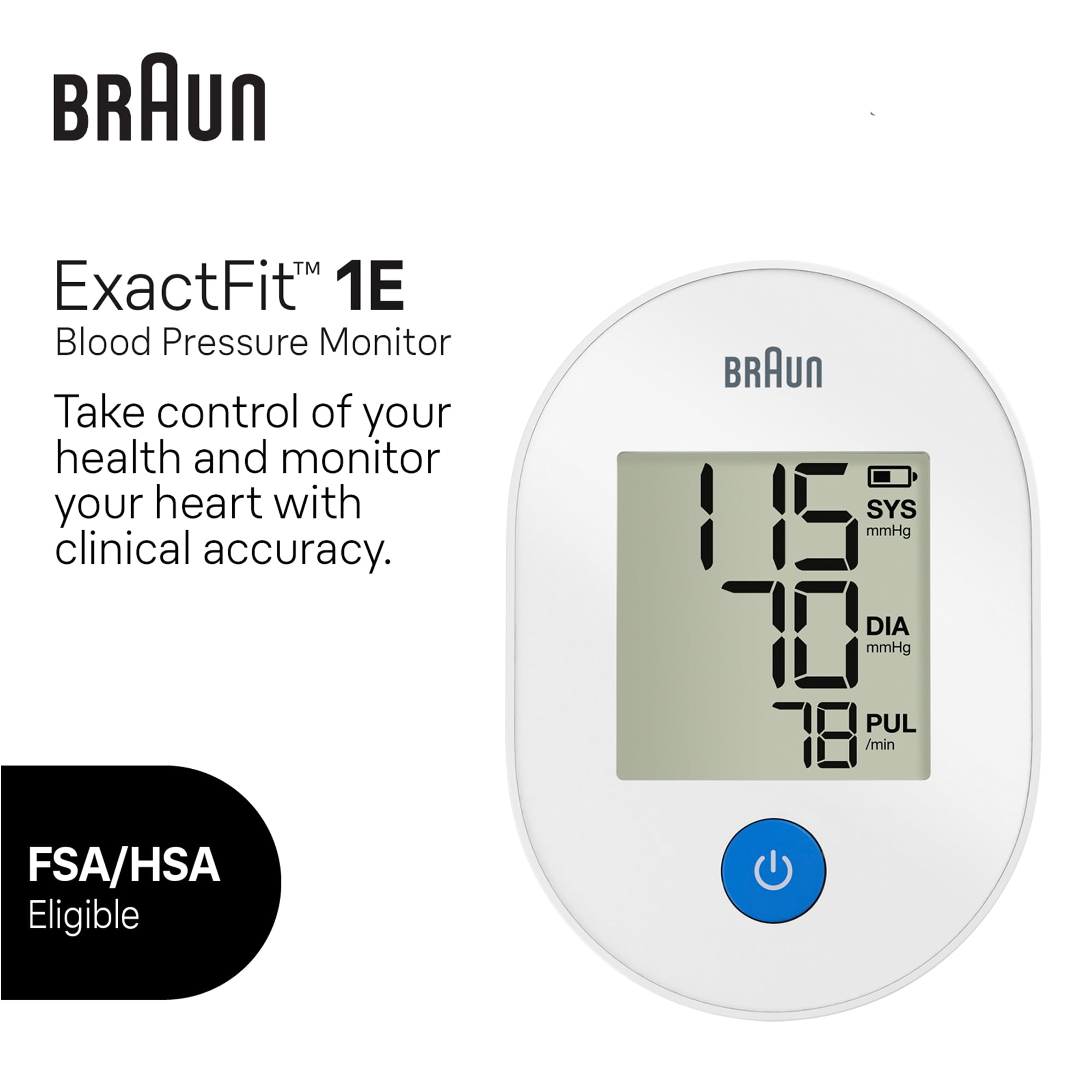 Braun ExactFit 1E Upper Arm Blood Pressure Monitors for Home Use, FSA & HSA Eligible, BUA4000US